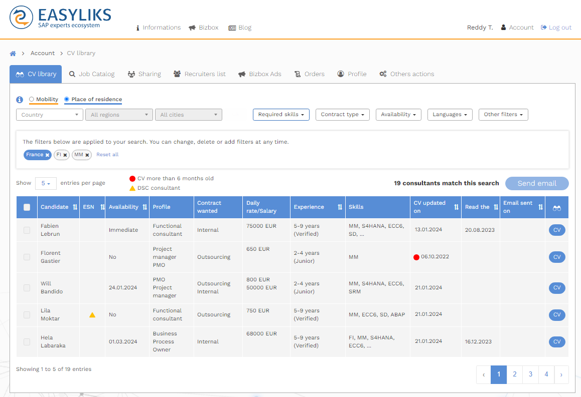 A CV library to quickly find the resource that matches your mission offer.